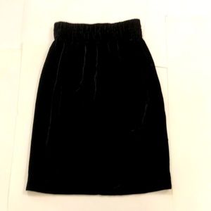 J. Crew XXS Black Velvet Skirt 2 Pockets Elastic waist soft Excellent Condition